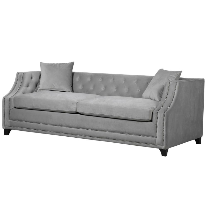 Grey Button Back Upholstered Sofa Bed - Dove Heath Sofa Bed
