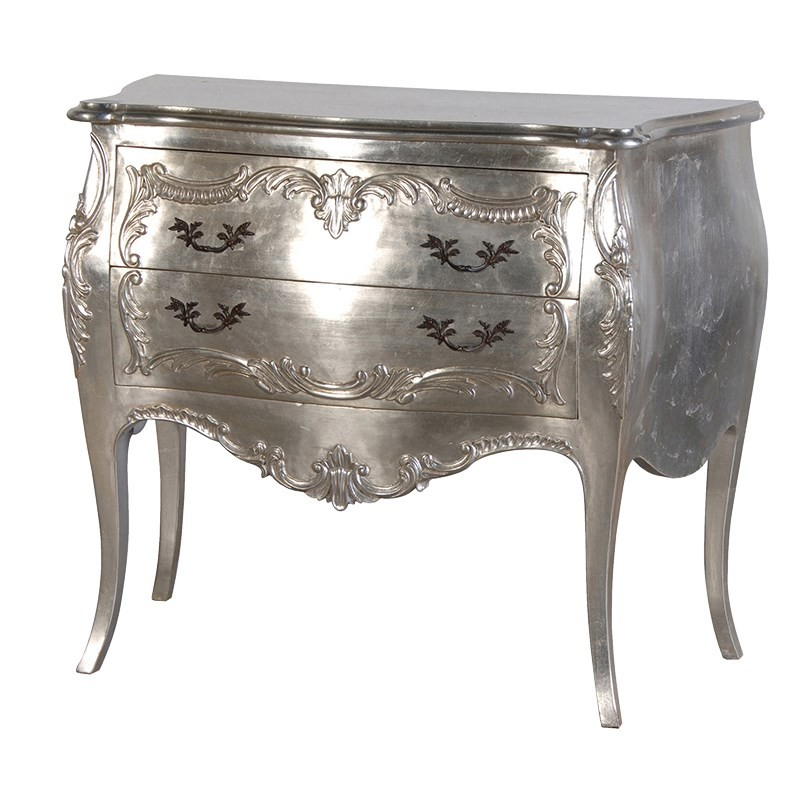 Fleur Silver French 2 Drawer Bombe Chest French Chest Of Drawers French Bedroom Furniture