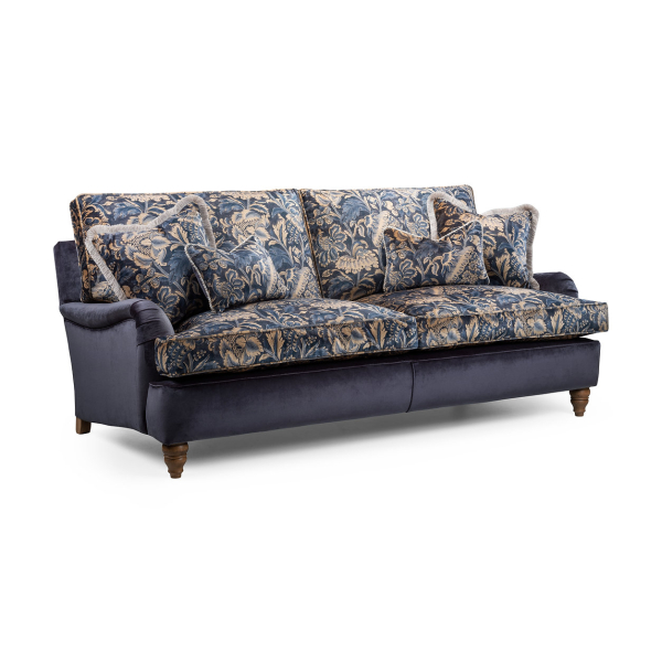 Hampshire Blue Velvet Upholstered 3 Seat Sofa