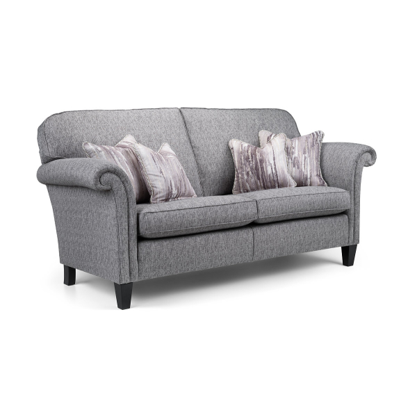 Classic Upholstered Grey Linen 2 Seat Sofa