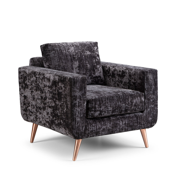 Tapered Leg Upholstered Charcoal Armchair