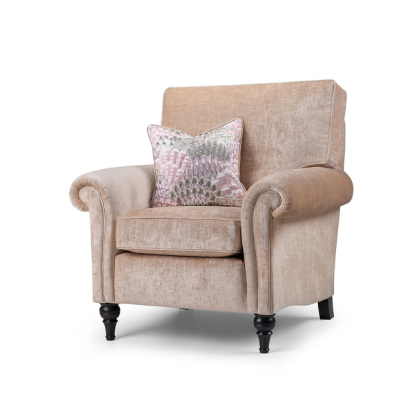 Traditional Upholstered Velvet Armchair